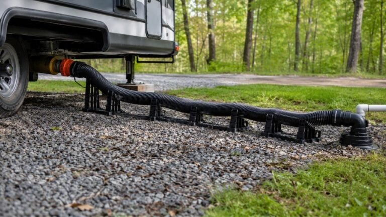 How Do You Position an RV Sewer Hose Support on Uneven Ground